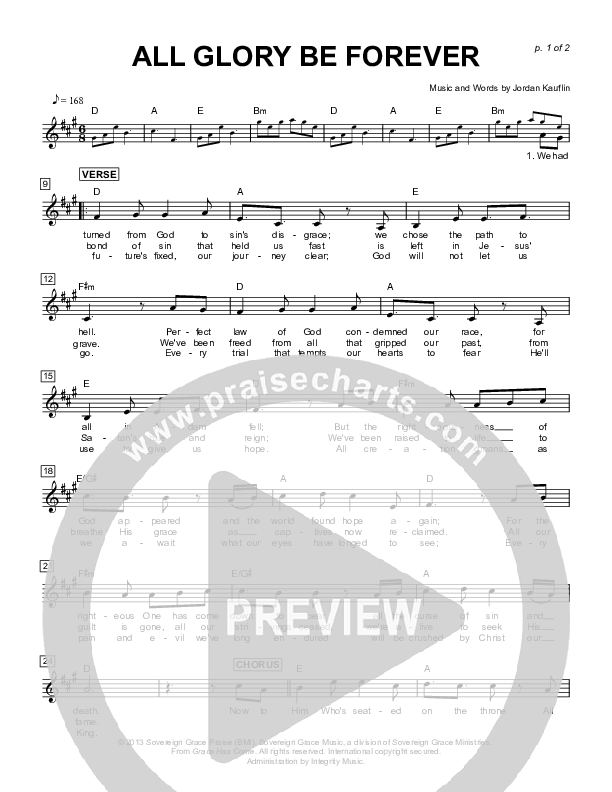 All Glory Be Forever Lead Sheet (Sovereign Grace)