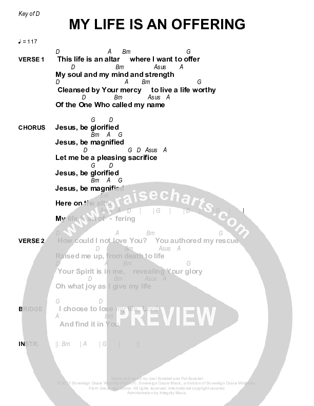 My Life Is An Offering Chords & Lyrics (Sovereign Grace)