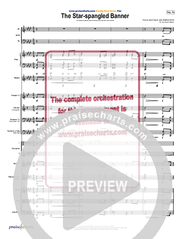 The Star-Spangled Banner Conductor's Score (PraiseCharts / Traditional Hymn)