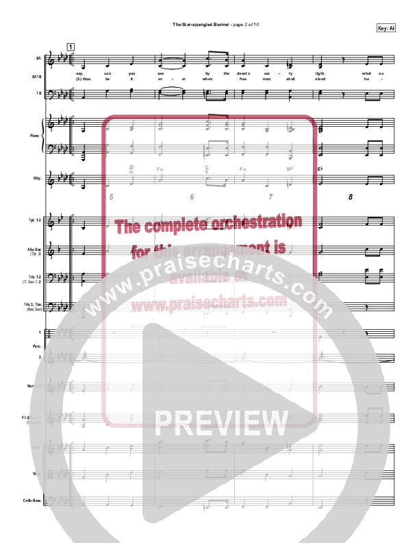 The Star-Spangled Banner Orchestration (PraiseCharts / Traditional Hymn)