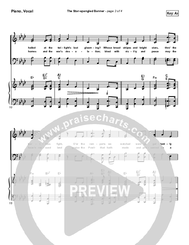 The Star-Spangled Banner Piano/Vocal (PraiseCharts / Traditional Hymn)