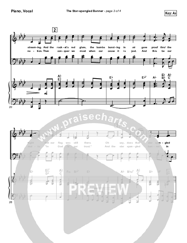 The Star-Spangled Banner Piano/Vocal (PraiseCharts / Traditional Hymn)