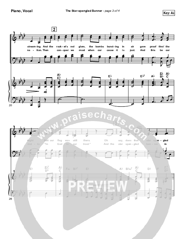 The Star-Spangled Banner Piano/Vocal & Lead (PraiseCharts / Traditional Hymn)