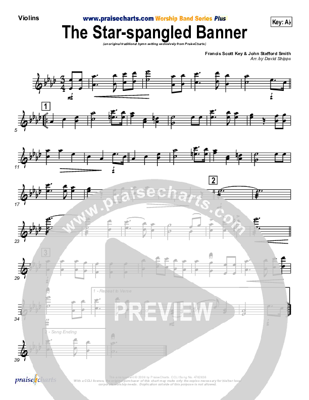 The Star-Spangled Banner Violins (PraiseCharts / Traditional Hymn)