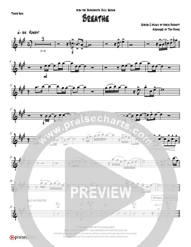 Breathe / Yearn (Instrumental) Tenor Sax 2 (Tom Payne)