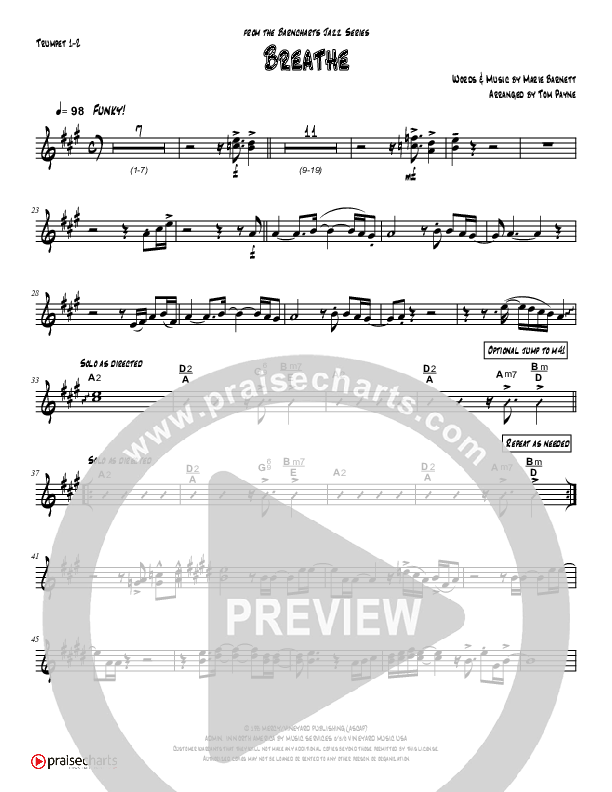 Breathe / Yearn (Instrumental) Trumpet 1,2 (Tom Payne)