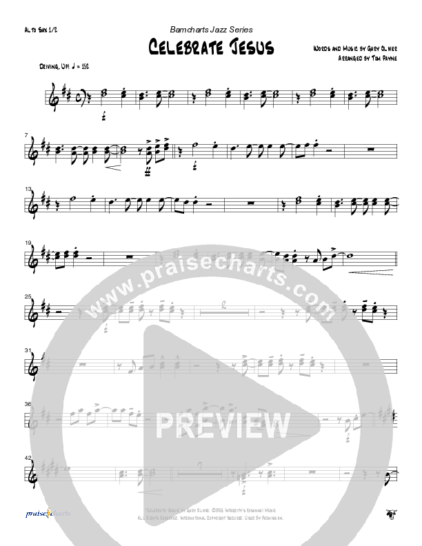 Celebrate Jesus (Instrumental) Alto Sax 1/2 (Tom Payne)
