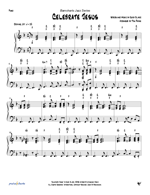 Celebrate Jesus (Instrumental) Piano Sheet (Tom Payne)