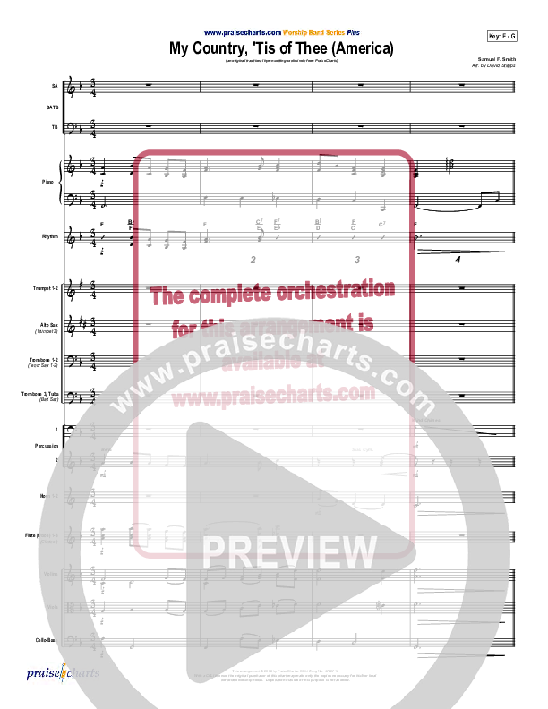 My Country Tis Of Thee Conductor's Score (PraiseCharts / Traditional Hymn)