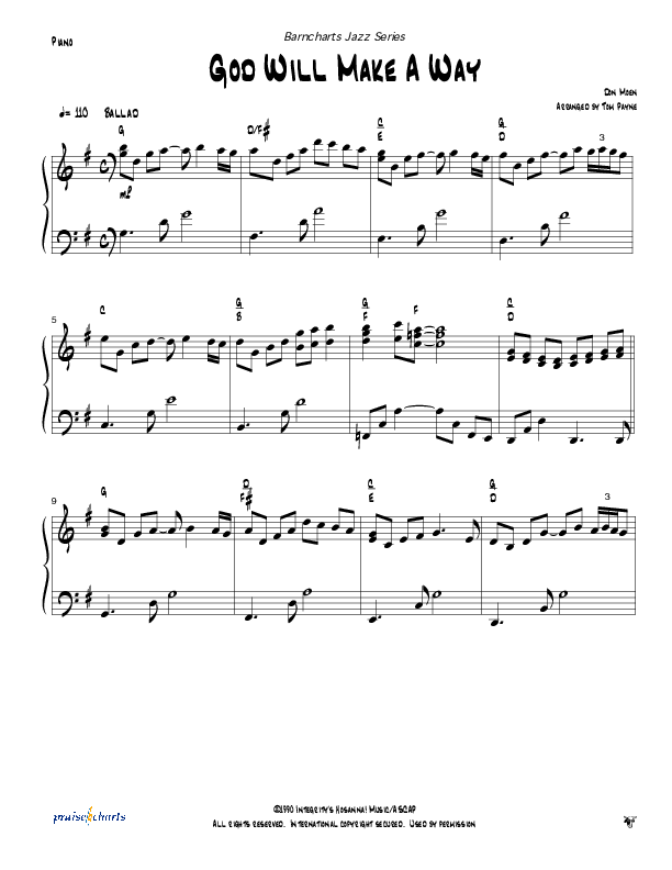 God Will Make A Way (Instrumental) Piano Sheet (Tom Payne)