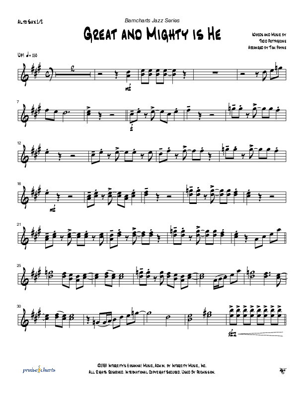 Great and Mighty is He (Instrumental) Alto Sax 1/2 (Tom Payne)