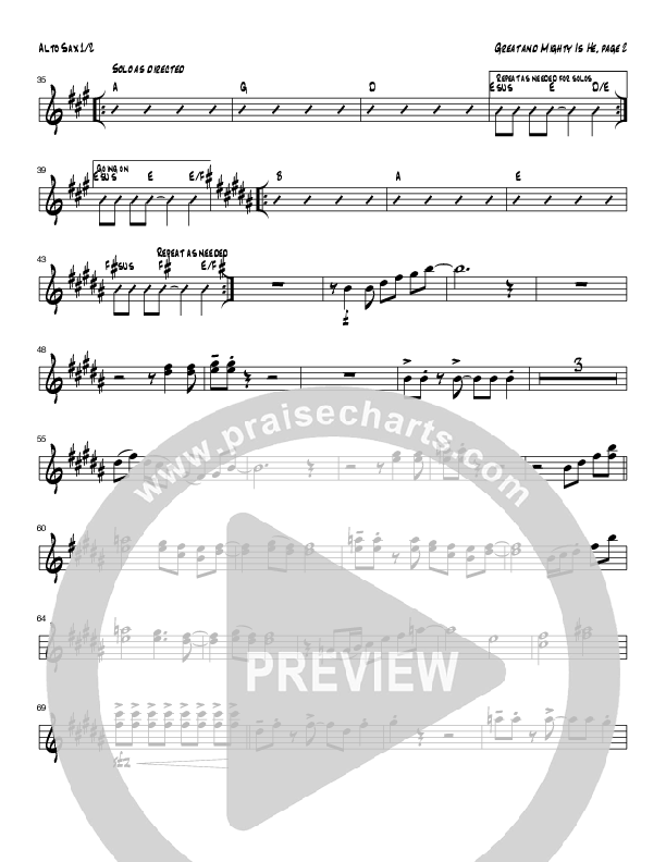 Great and Mighty is He (Instrumental) Alto Sax 1/2 (Tom Payne)