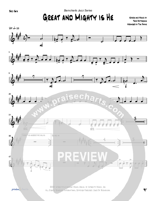 Great and Mighty is He (Instrumental) Bari Sax (Tom Payne)