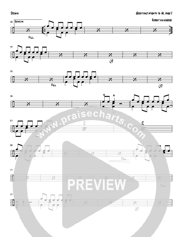 Great and Mighty is He (Instrumental) Drum Set (Tom Payne)