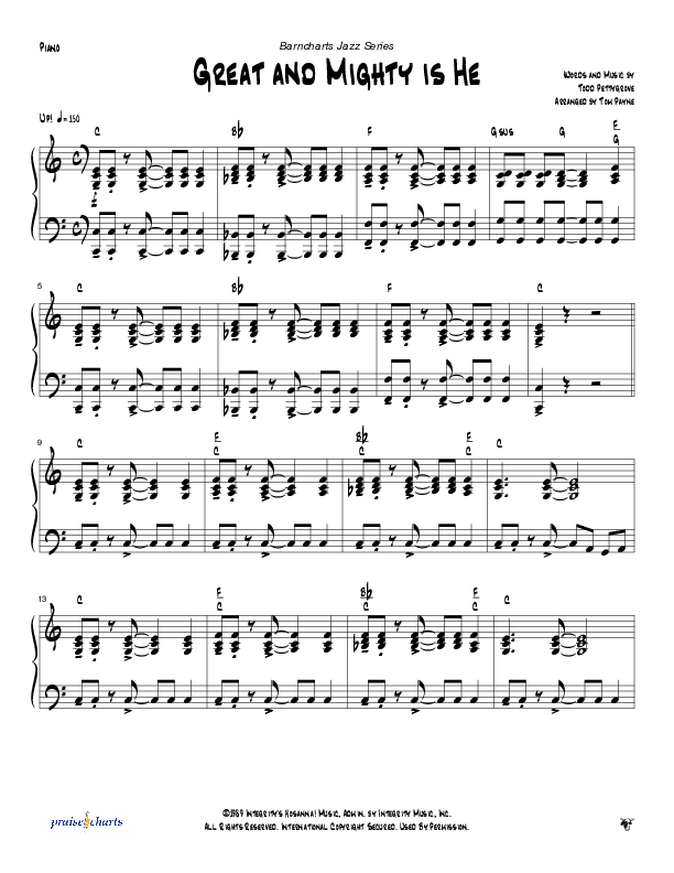 Great and Mighty is He (Instrumental) Piano Sheet (Tom Payne)