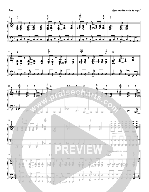 Great and Mighty is He (Instrumental) Piano Sheet (Tom Payne)