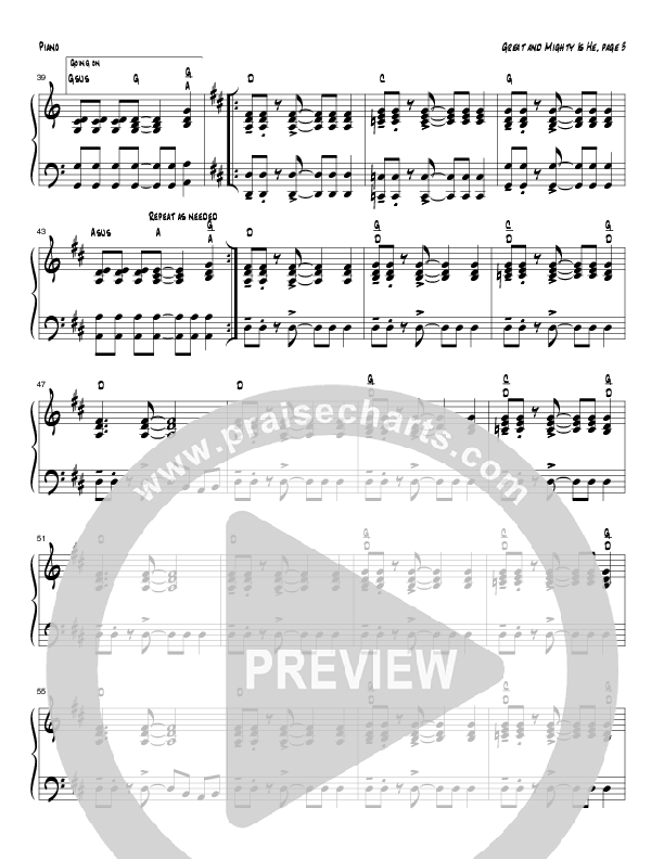 Great and Mighty is He (Instrumental) Piano Sheet (Tom Payne)