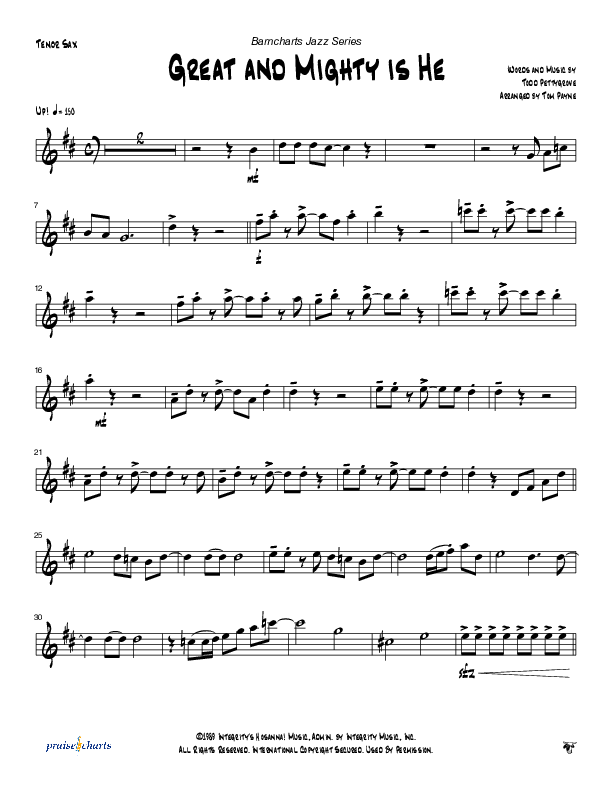 Great and Mighty is He (Instrumental) Tenor Sax 2 (Tom Payne)
