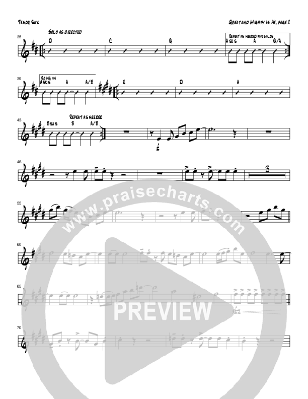 Great and Mighty is He (Instrumental) Tenor Sax 2 (Tom Payne)