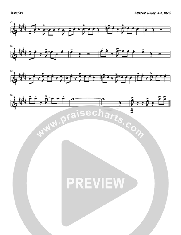 Great and Mighty is He (Instrumental) Tenor Sax 2 (Tom Payne)