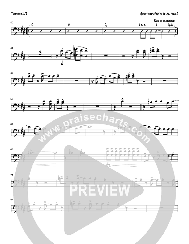 Great and Mighty is He (Instrumental) Trombone 1/2 (Tom Payne)