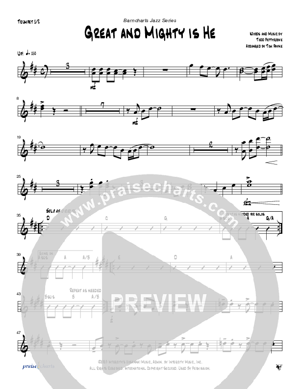 Great and Mighty is He (Instrumental) Trumpet 1,2 (Tom Payne)