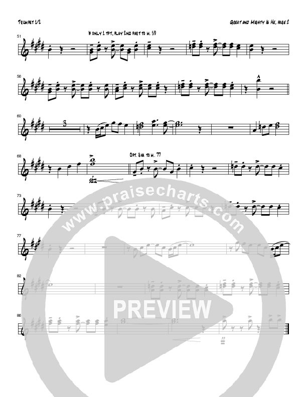 Great and Mighty is He (Instrumental) Trumpet 1,2 (Tom Payne)