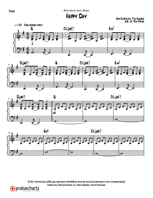 Happy Day (Instrumental) Piano Sheet (Tom Payne)