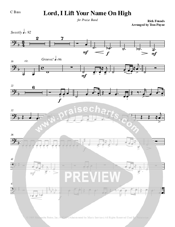 Lord I Lift Your Name On High (Instrumental) Contrabass (Tom Payne)