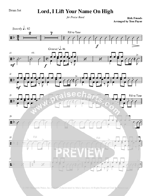 Lord I Lift Your Name On High (Instrumental) Drum Set (Tom Payne)