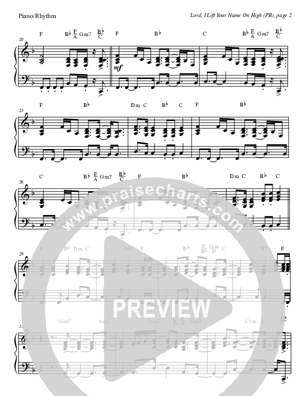 Lord I Lift Your Name On High (Instrumental) Piano Sheet (Tom Payne)