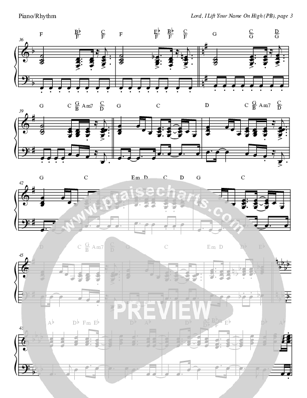 Lord I Lift Your Name On High (Instrumental) Piano Sheet (Tom Payne)