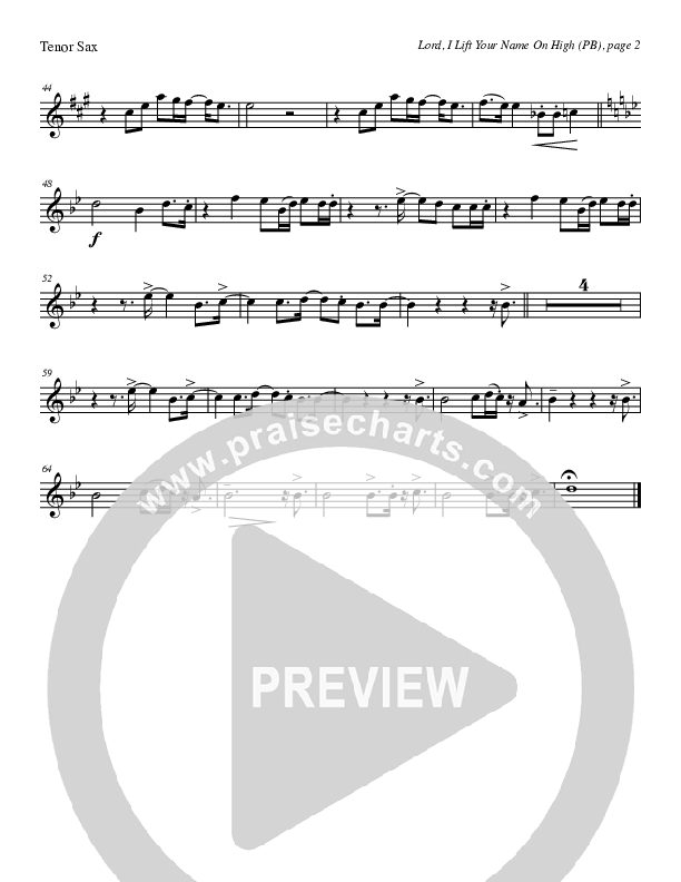 Lord I Lift Your Name On High (Instrumental) Tenor Sax 2 (Tom Payne)