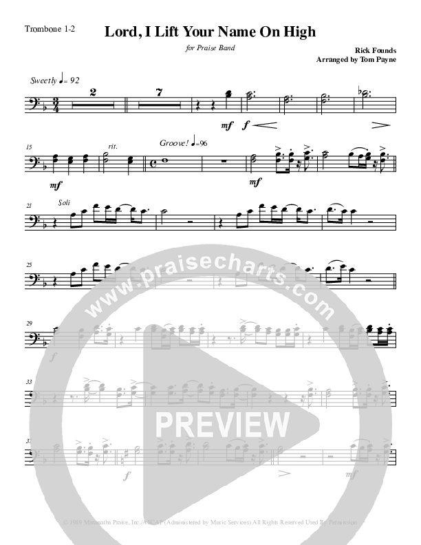 Lord I Lift Your Name On High (Instrumental) Trombone 1/2 (Tom Payne)