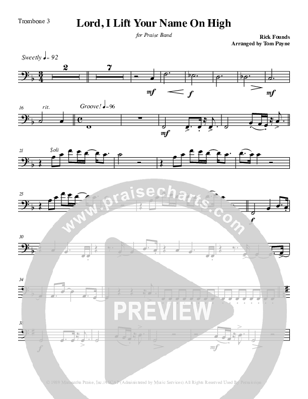 Lord I Lift Your Name On High (Instrumental) Trombone 3 (Tom Payne)