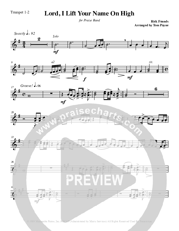 Lord I Lift Your Name On High (Instrumental) Trumpet 1,2 (Tom Payne)