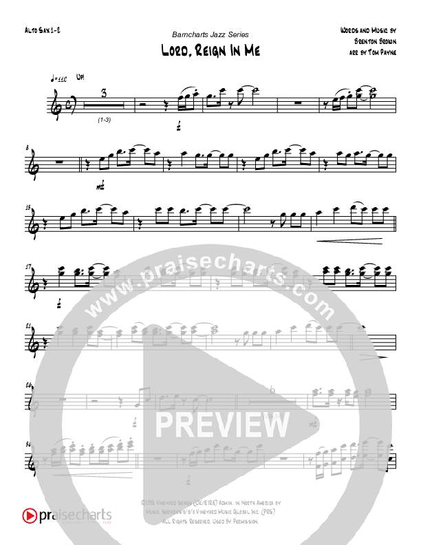 Lord Reign In Me (Instrumental) Alto Sax 1/2 (Tom Payne)