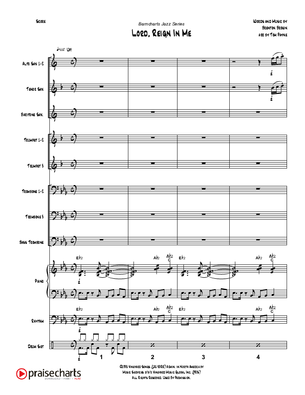 Lord Reign In Me (Instrumental) Conductor's Score (Tom Payne)