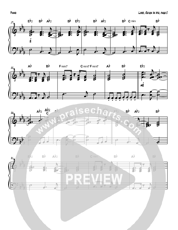 Lord Reign In Me (Instrumental) Piano Sheet (Tom Payne)