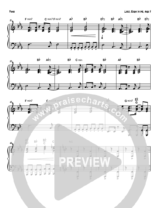 Lord Reign In Me (Instrumental) Piano Sheet (Tom Payne)