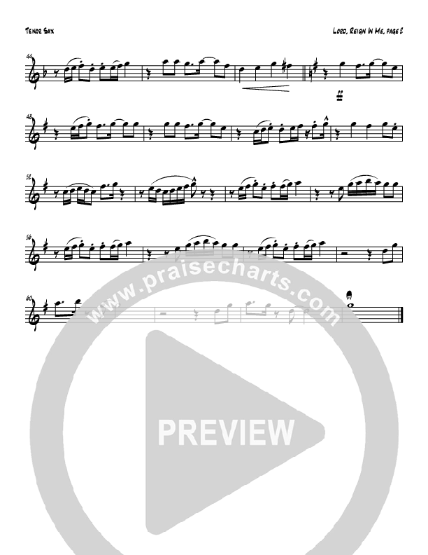 Lord Reign In Me (Instrumental) Tenor Sax 2 (Tom Payne)