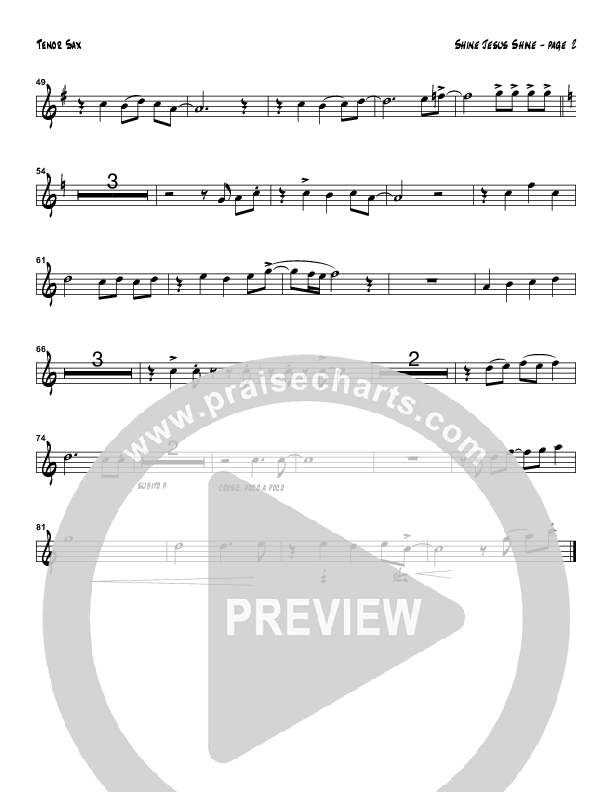Shine Jesus Shine (Instrumental) Tenor Sax 2 (Tom Payne)