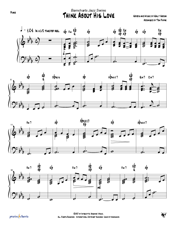 Think About His Love Piano Sheet (Tom Payne)