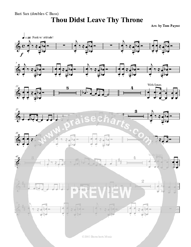 Thou Didst Leave Thy Throne Bari Sax (Tom Payne)