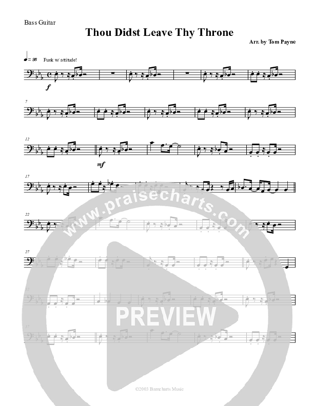 Thou Didst Leave Thy Throne Bass Guitar (Tom Payne)