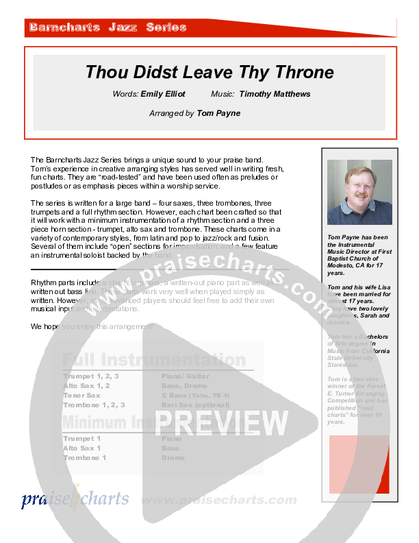 Thou Didst Leave Thy Throne Orchestration (Tom Payne)
