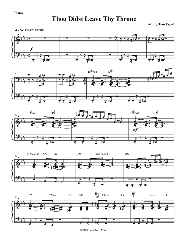 Thou Didst Leave Thy Throne Piano Sheet (Tom Payne)