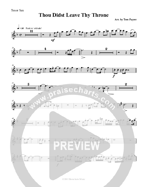 Thou Didst Leave Thy Throne Tenor Sax 2 (Tom Payne)