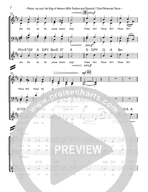 Praise My Soul The King Of Heaven (with Fanfare and Descant) Choir Sheet (SATB) (Paul Campbell)