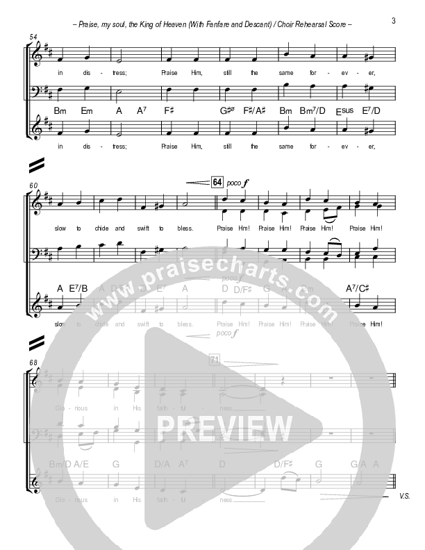 Praise My Soul The King Of Heaven (with Fanfare and Descant) Choir Sheet (SATB) (Paul Campbell)